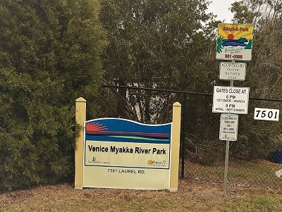 Venice Myakka River Park sign