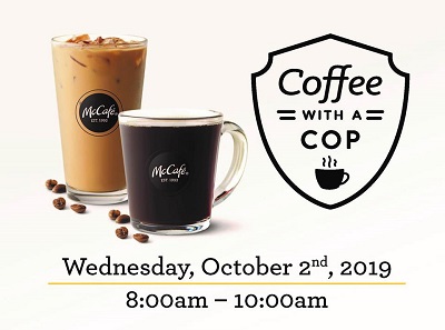 Coffee with a Cop graphic for Oct. 2, 2019