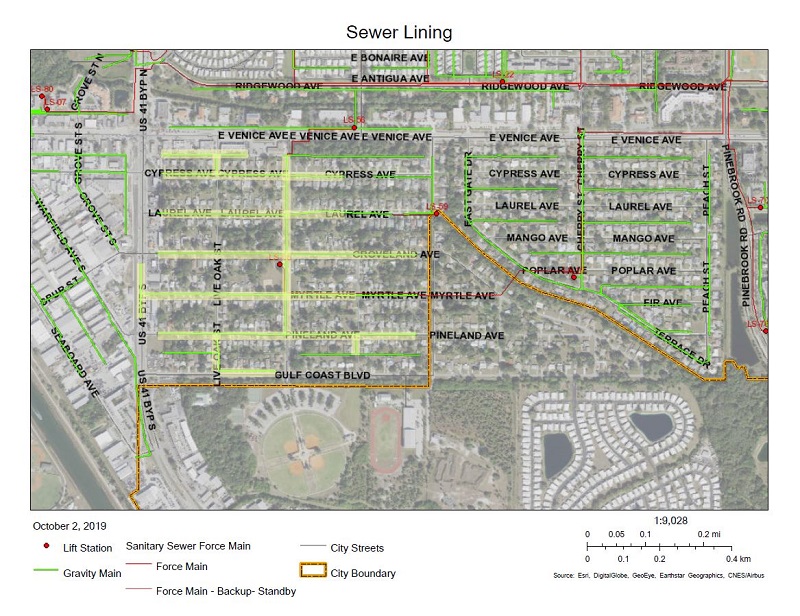 Sewer Lining Map for East Gate 10.7.19