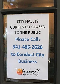 Closed Sign at City Hall 3.23.20