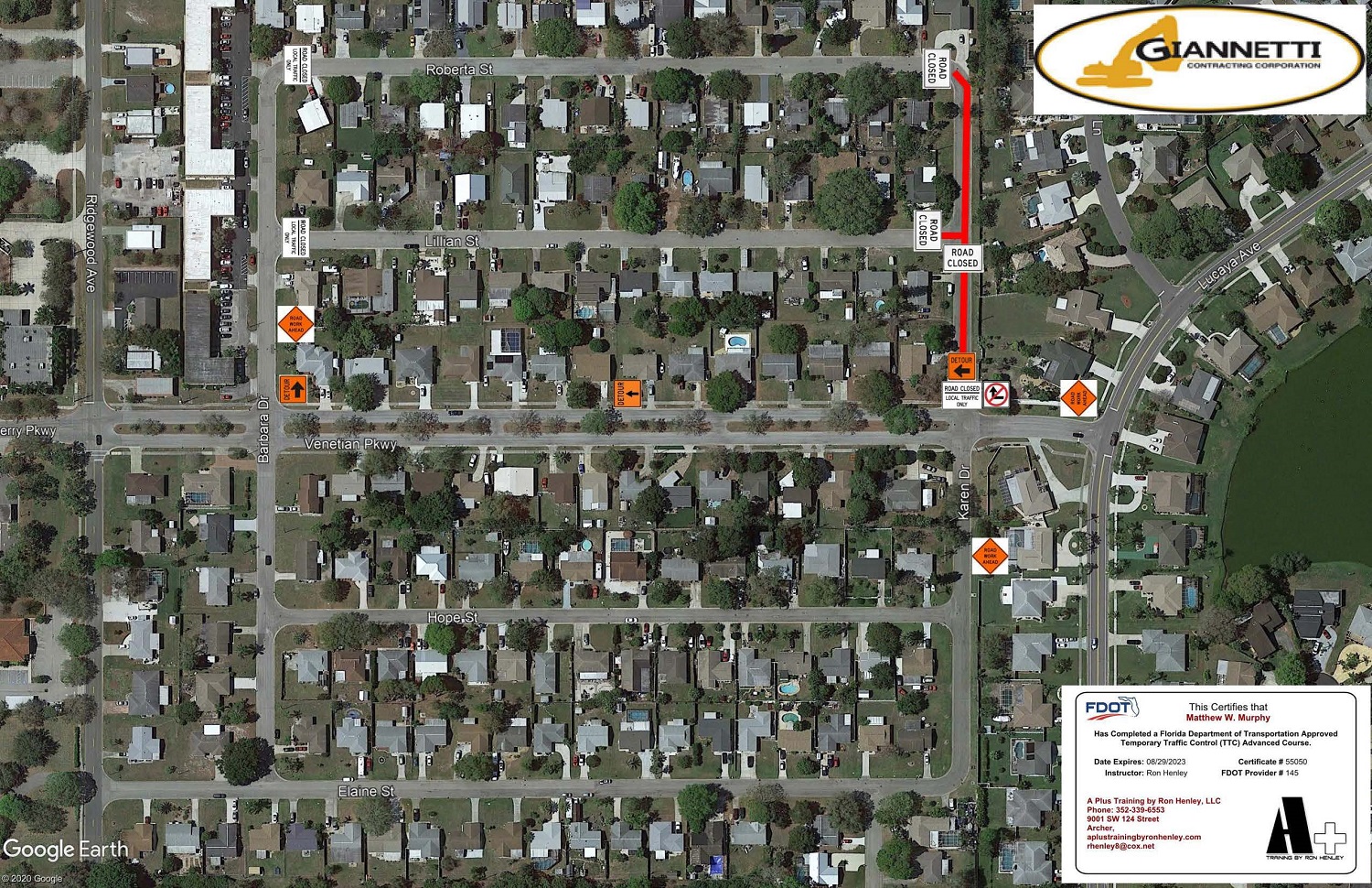 Venetian Parkway MOT map - Karen Dr West 1.13.2021