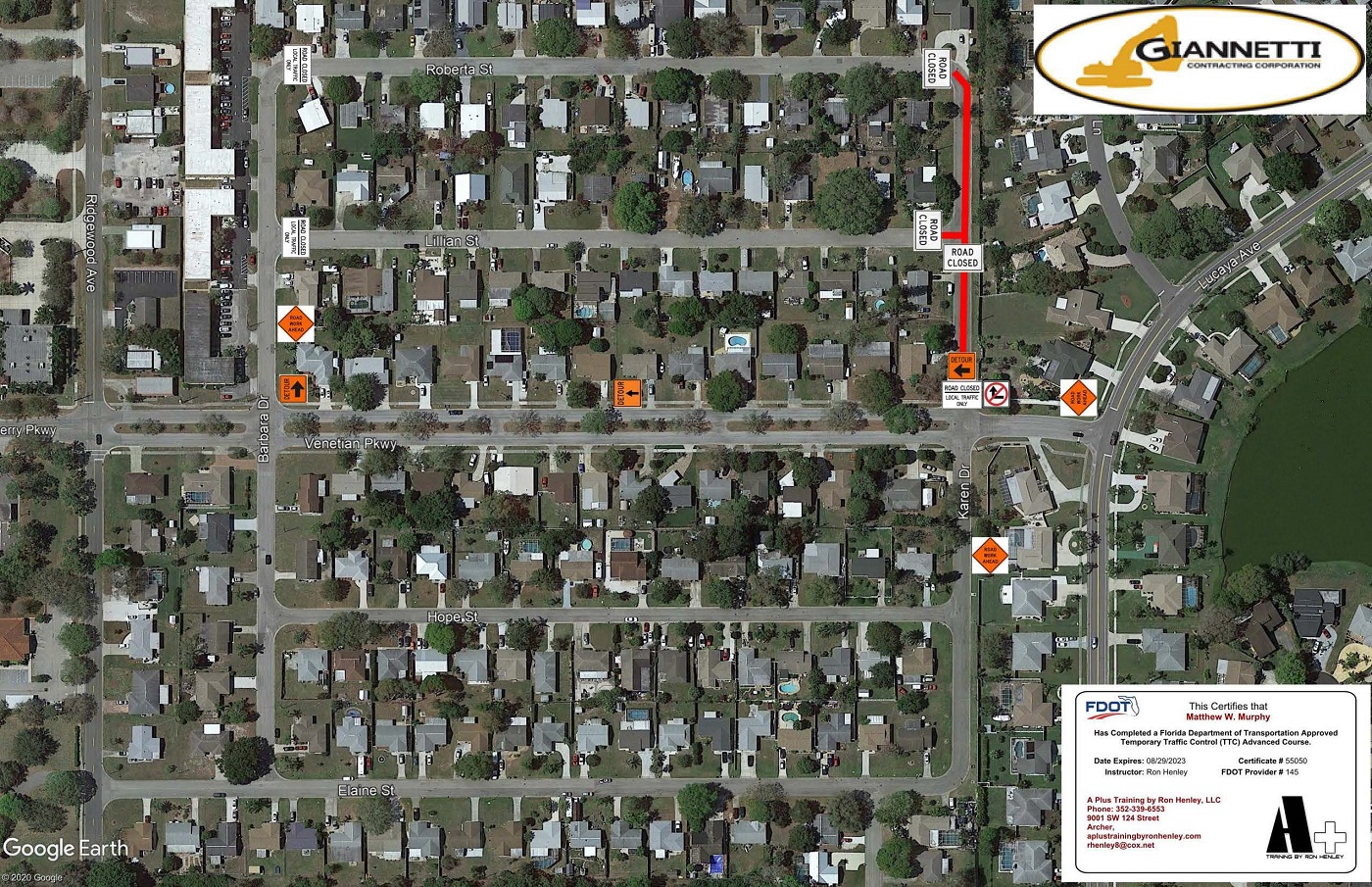 Venetian Parkway- MOT map-Karen Dr West 1.25.21