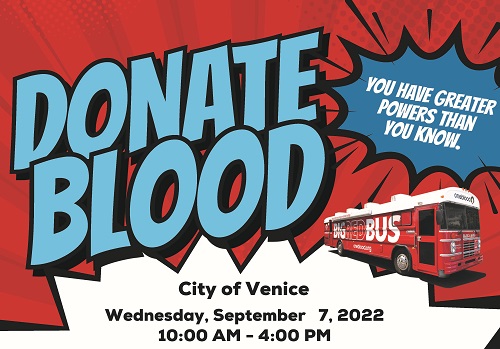 Venice City Hall blood drive 9.7.22 graphic for homepage