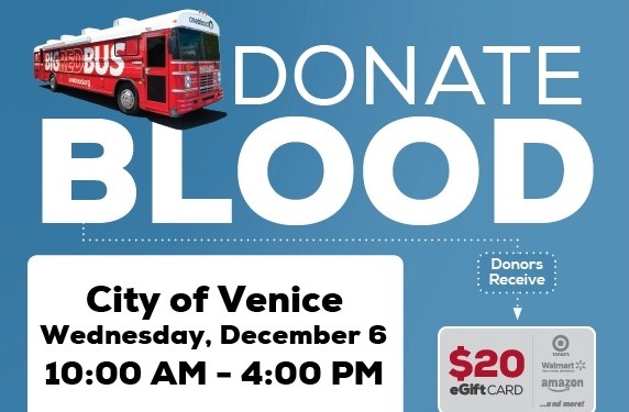 City of Venice blood drive 12.6.2023 web graphic