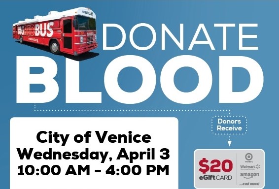 City of Venice blood drive graphic for 4.3